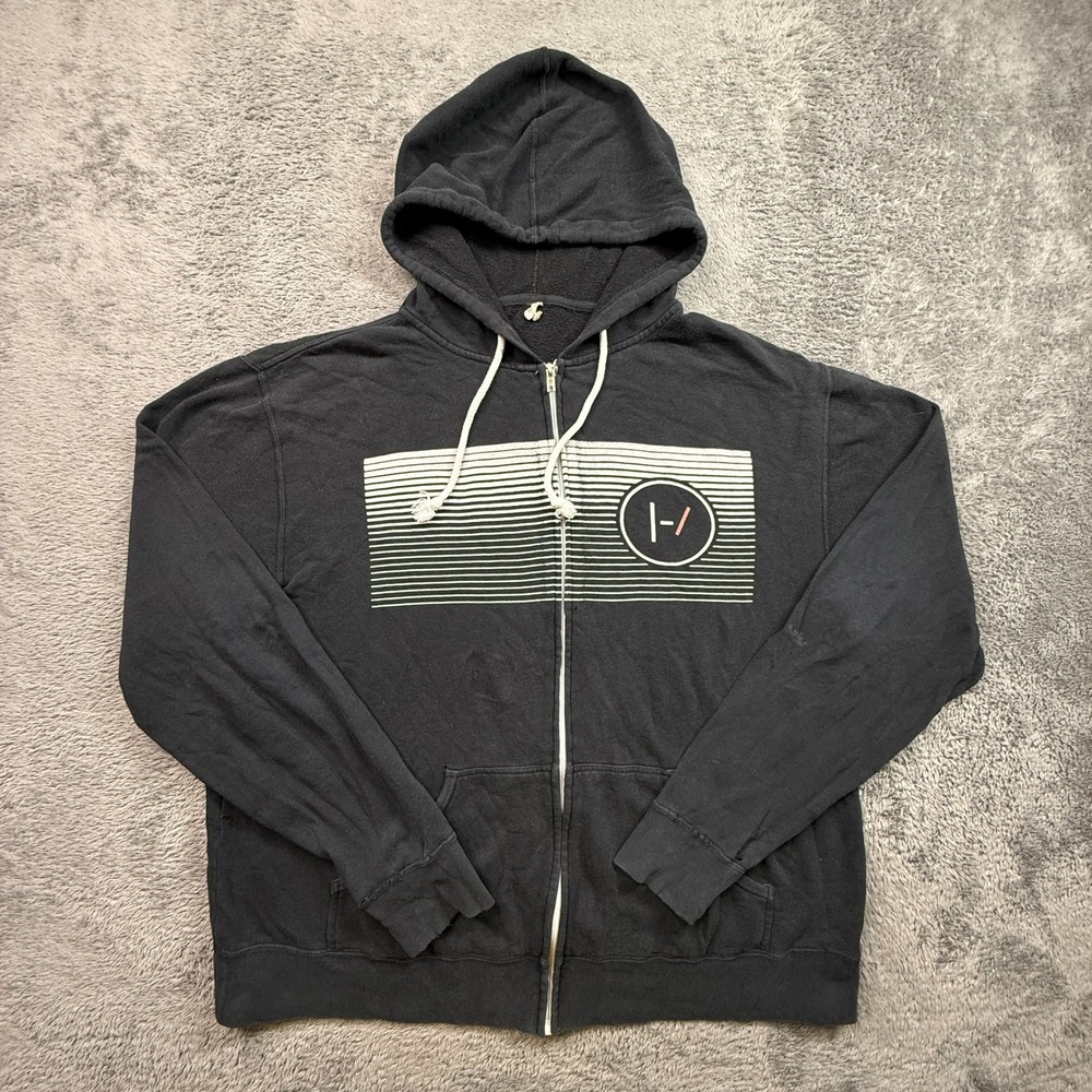 Twenty One Pilots Blurryface Era Skeleton Alien Key Hoodie Zip Up 2XL Distressed